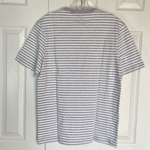 New Men T Shirt XS Stripes Crewneck Tee Gray Short Sleeve - Picture 2 of 9